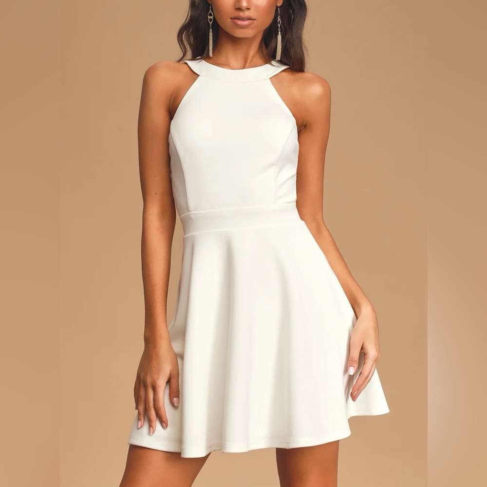 Lulus - Keep Coming Back White Backless Skater Dress - Size: Medium - NWT!